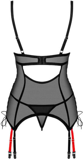 Obsessive Sexy Σετ Εσωρούχων με Διαφάνεια & Ζαρτιέρες Μαύρο