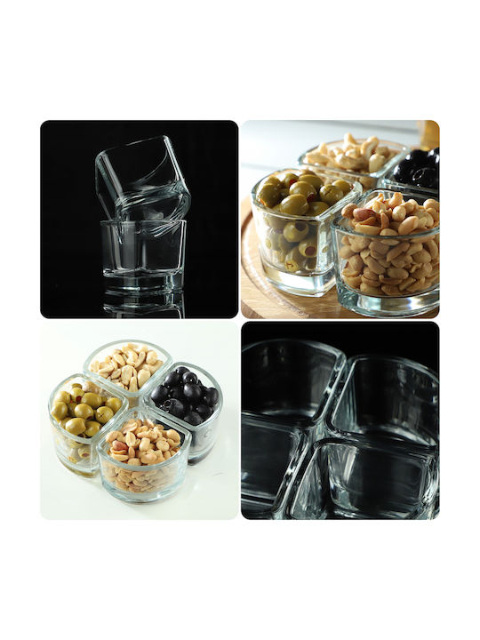 Kadax Dip Serving Bowl Round Glass Transparent 8pcs