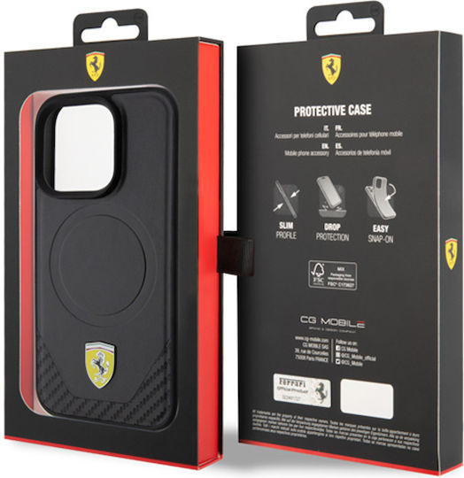 Ferrari 6.1" Back Cover Plastic Negru (iPhone 15 Pro)