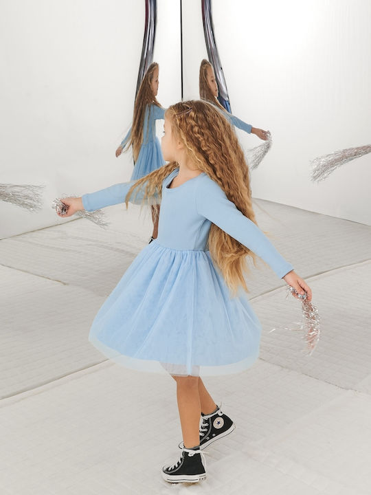 Children's Dress Long Sleeve Tulle Light Blue