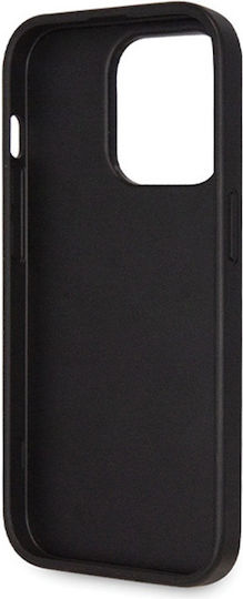 Guess Metal Logo Umschlag Rückseite Metallisch mit Band Schwarz (Apple iPhone 14 Pro)