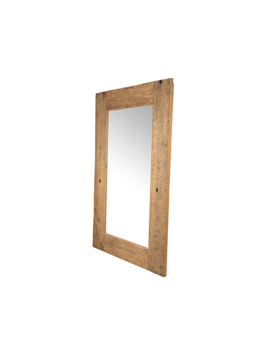 S Line Wall Mirror Full Length with Beige Wooden Frame 130x80cm 1pcs