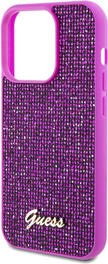 Guess Disco Metal Script Umschlag Rückseite Kunststoff Fuchsie (iPhone 14 Pro)