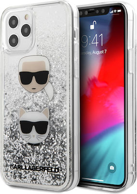 Karl Lagerfeld Liquid Glitter Karl&choupette Back Cover Plastic / Silicone Gray (iPhone 12 / 12 Pro)