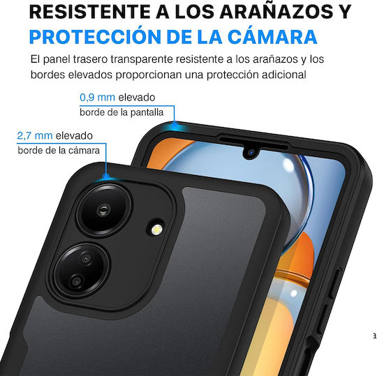 Techsuit ColorVerse 360 Vollschutz Gehärtetes Glas Set mit gehärtetem Glas Schwarz (Xiaomi Redmi 13C 4G)