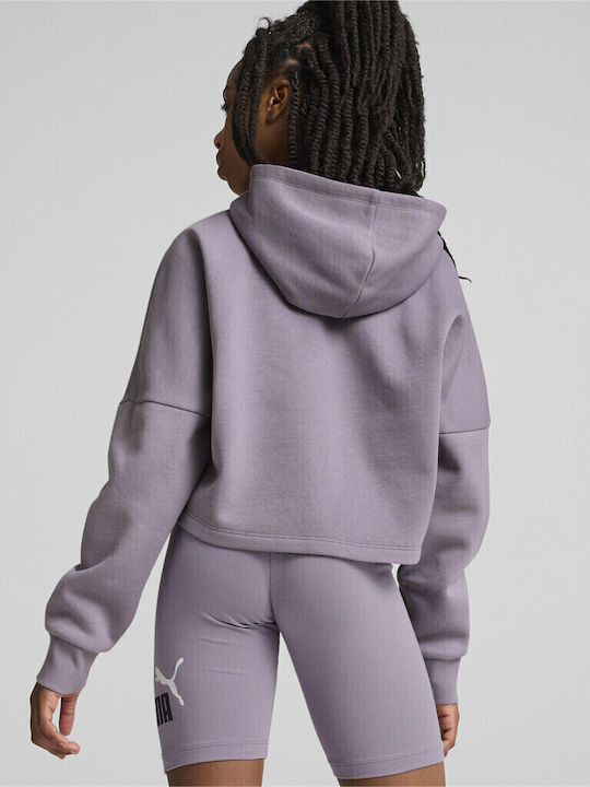 Παιδικό Φούτερ Cropped με Κουκούλα και Τσέπες Pale Plum