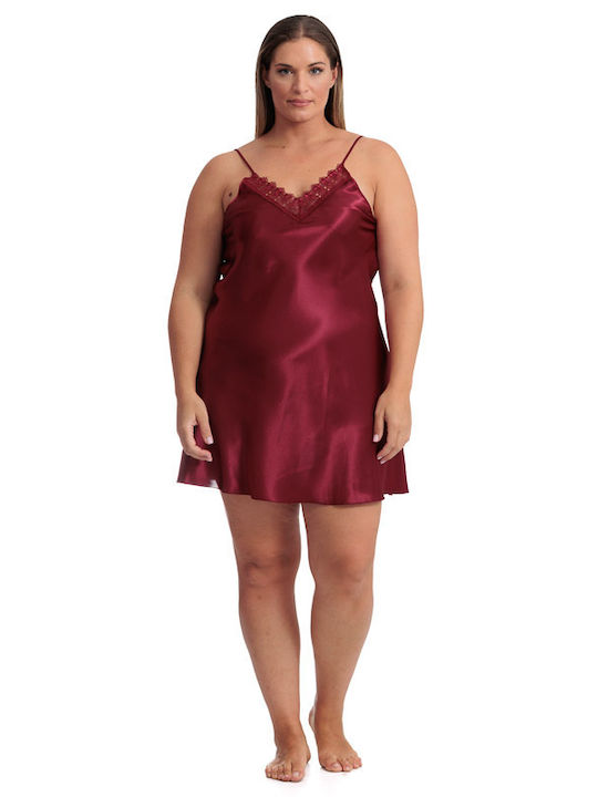 Jasmin Summer Women's Pyjama Set Satin Burgundy