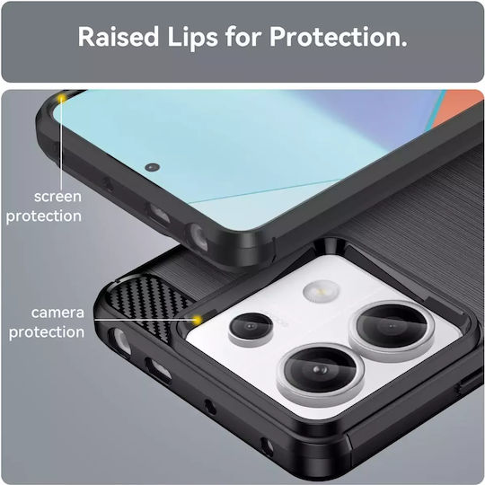 Hurtel Carbon Umschlag Rückseite Silikon Schwarz (Redmi Note 13 5G -> Redmi Note 13 5G)