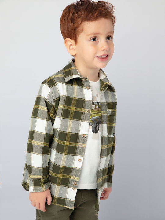 Mayoral Kids Checked Shirt Khaki