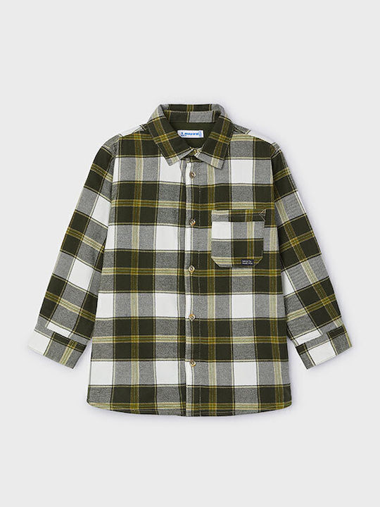 Kids Checked Shirt Long Sleeve Khaki