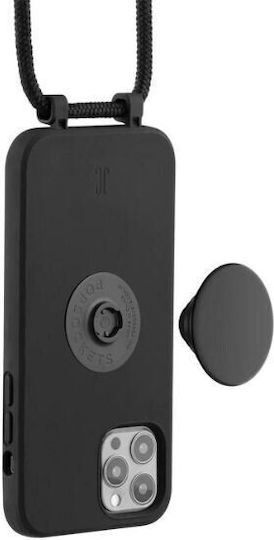 Just Elegance PopGrip Umschlag Rückseite Silikon Schwarz (iPhone 13 Pro)