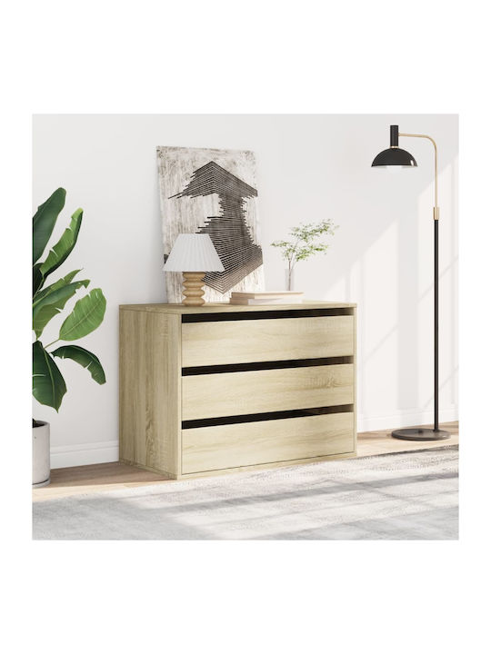 Drawers Storage Wooden with 3 Drawers L80xW41xH58cm