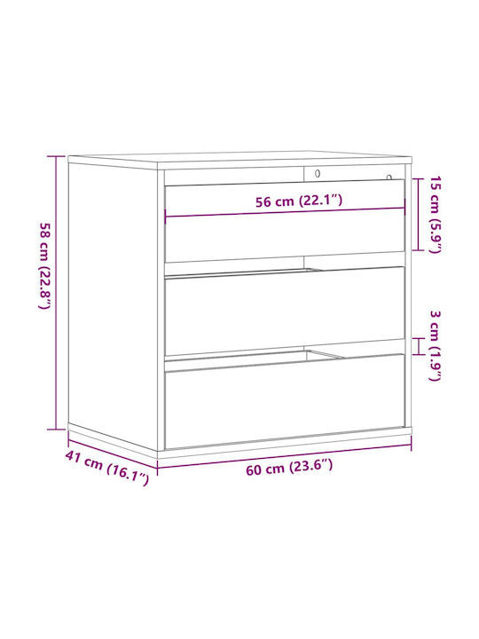 Drawers Storage Wooden L60xW41xH58cm