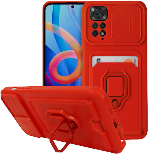 Bodycell Multifunction Back Cover Μεταλλικό με Λουράκι Κόκκινο (Redmi Note 12 Pro 4G)