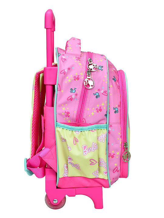 Gim Barbie School Bag Trolley Kindergarten Pink with Water Bottle Holder 12Liters