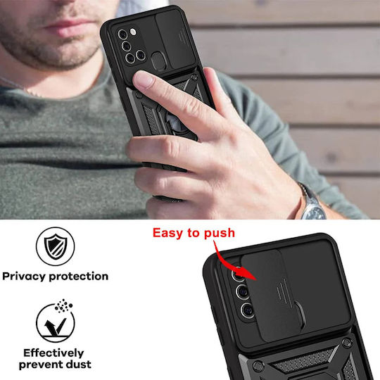 Techsuit Shield Umschlag Rückseite Kunststoff / Silikon Schwarz (Galaxy A21s)