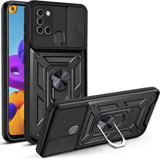 Techsuit Shield Umschlag Rückseite Kunststoff / Silikon Schwarz (Galaxy A21s)