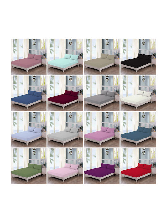 Casa Colori Σεντόνι Υπέρδιπλο με Λάστιχο 160x200+30εκ. Olive