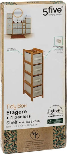 Storage Drawers F-v Tidy Made of Wood & Fabric with 4 Drawers L33xW19xH78.5cm