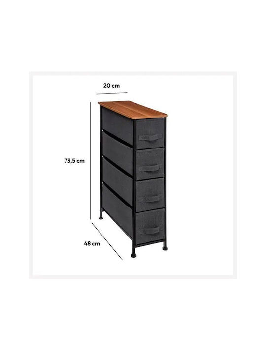 Schubladen Aufbewahrung mit 4 Schubladen L48xB20xH73.5cm