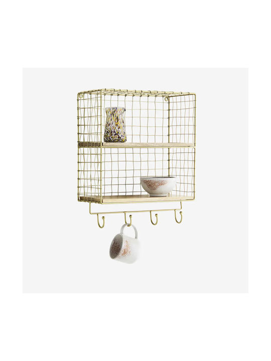 Madam Stoltz Metal Wall Hanger with 4 Slots Gold 35x44cm 1pc
