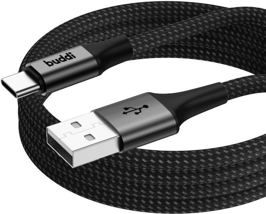 Buddi USB 2.0 Cable USB-C male - USB-A 12W Μαύρο 3m 122426