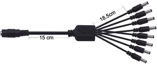 Ez-dcsp8 1xdc Θηλυκό 8xdc Αρσενικό Καλώδιο 5.5*2.1mm 40cm