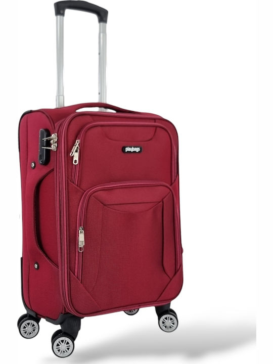 Playbags Cabin Fabric Burgundy Travel Suitcase With 4 Wheels Height 55cm