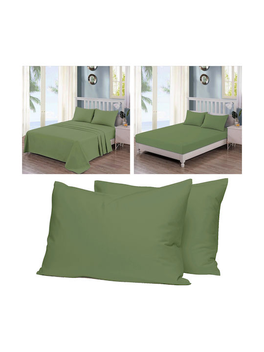 Casa Colori Σετ Μαξιλαροθήκες με Φάσα Olive 50x70εκ.