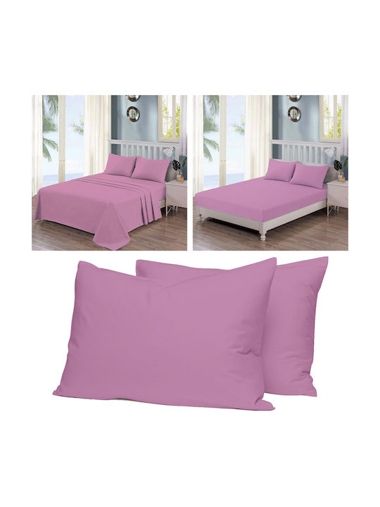 Casa Colori Σετ Μαξιλαροθήκες με Φάσα Lilac 50x70εκ.