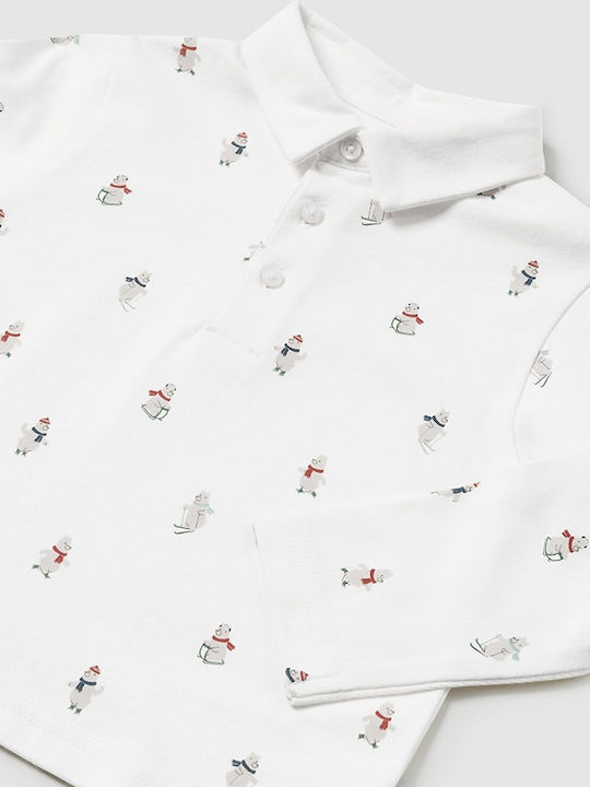 Mayoral Kids Polo Long Sleeve Cream