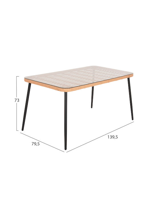 Masa pentru spații exterioare Ratan Black, Natural 139.5x79cm
