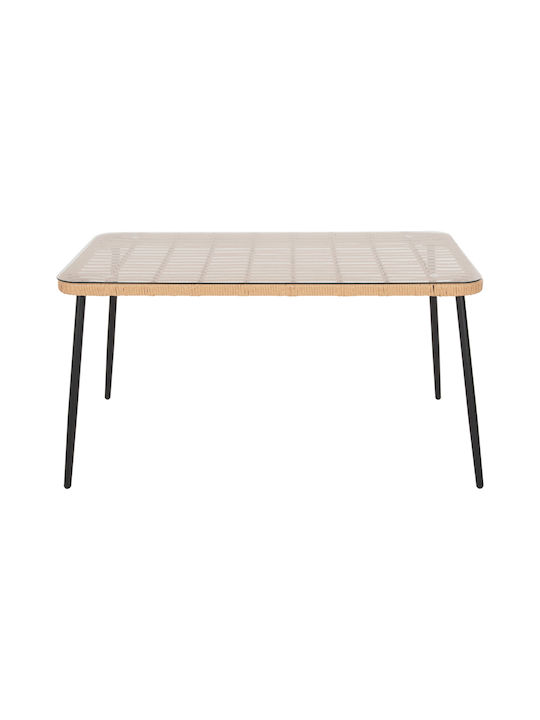 Masa pentru spații exterioare Ratan Black, Natural 139.5x79cm