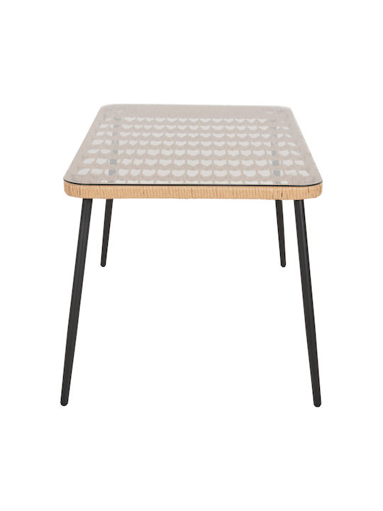 Masa pentru spații exterioare Ratan Black, Natural 139.5x79cm