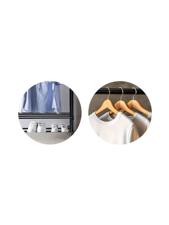 Massido Wheeled Floor Garment Rack made of Metal Black