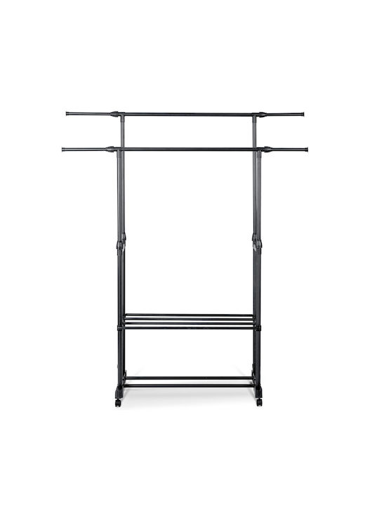 Massido Wheeled Floor Garment Rack made of Metal Black