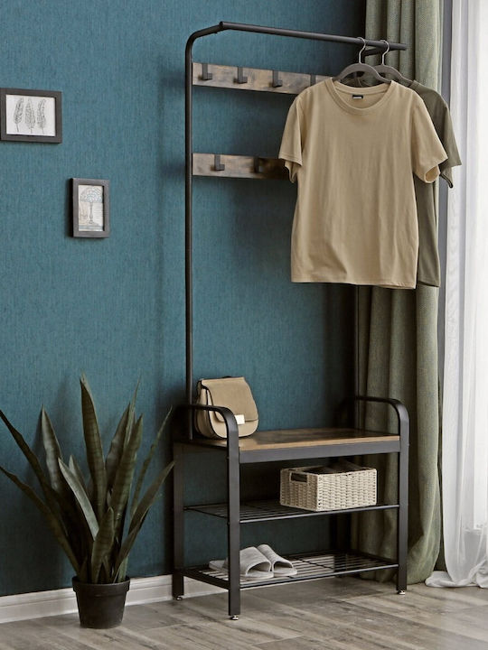 Leobert Floor Garment Rack made of Wood Black