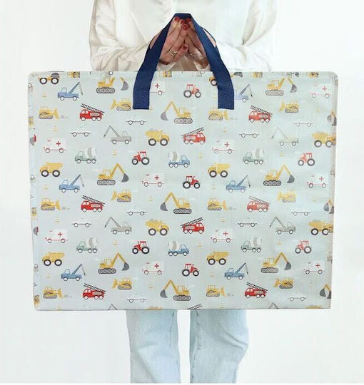 A Little Lovely Company Kinder Aufbewahrungsbox aus Kunststoff Vehicles Hellblau 58x45cm 1Stück