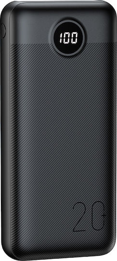 Veger L20S Power Bank 20000mAh 20W με 2 Θύρες USB-A και Θύρα USB-C Power Delivery / Quick Charge 3.0 Μαύρο