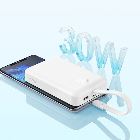 Baseus Magnetic Mini MagSafe Power Bank 10000mAh 30W с USB-C порт Power Delivery / Бързо зареждане 3.0 Бял