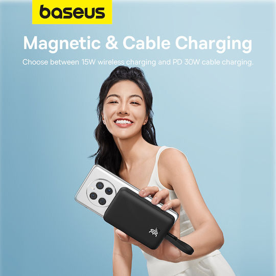 Baseus Mini MagSafe Power Bank 10000mAh 30W cu Port USB-C Livrarea energiei Negru