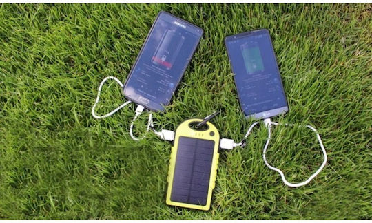 Forever STB-200 Ηλιακό Power Bank 5000mAh με 2 Θύρες USB-A Κίτρινο