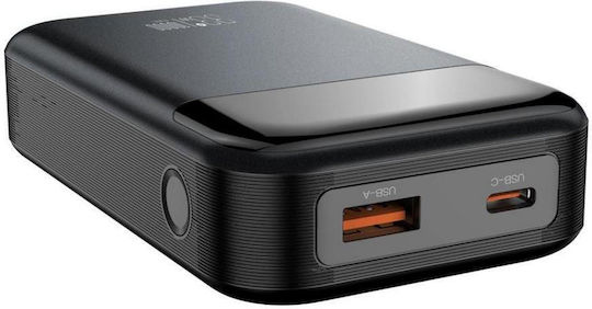 XO PR232GR Power Bank 10000mAh 22.5W με Θύρα USB-A και Θύρα USB-C Quick Charge 2.0 / Quick Charge 3.0 Μαύρο