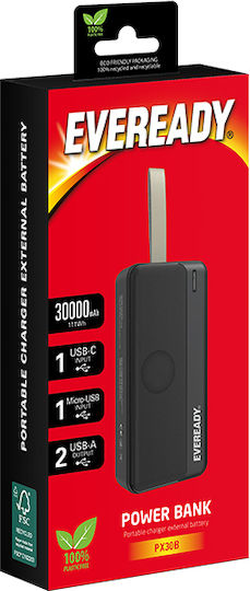 Eveready PX30B Power Bank 30000mAh cu 2 Porturi USB-A Negru