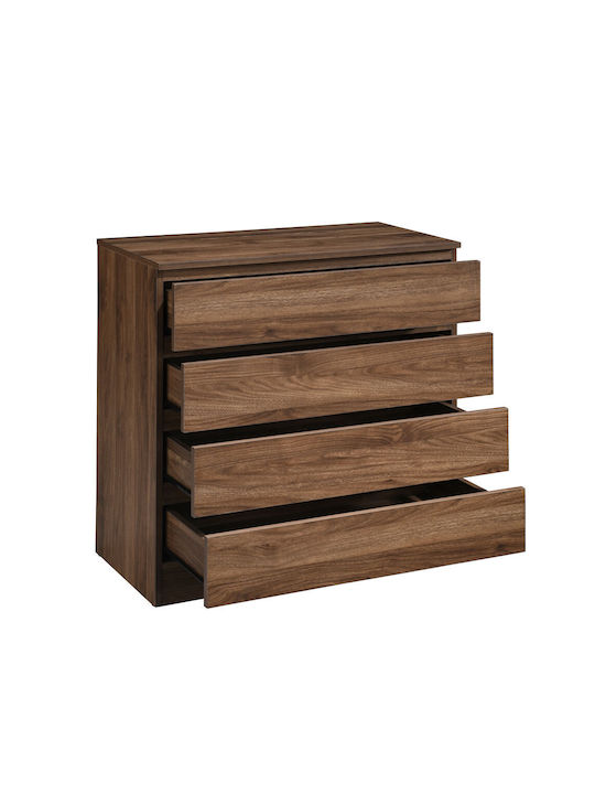 Συρταριέρα Κρεβατοκάμαρας Polo mit 4 Schubladen Walnut 76x40x76cm