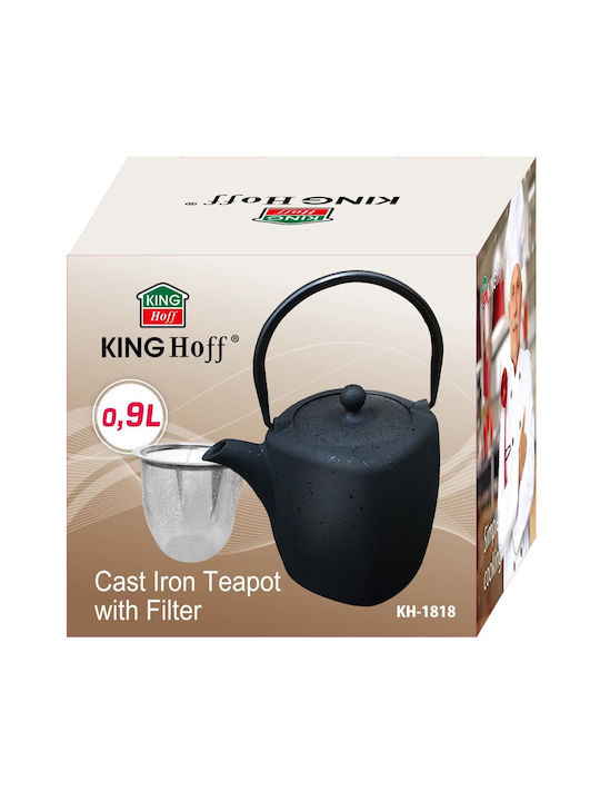 KING Hoff Wasserkocher mit Filter Gusseisen Schwarz 900ml