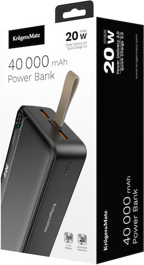 Kruger & Matz Power Bank 40000mAh Power Delivery / Quick Charge Μαύρο