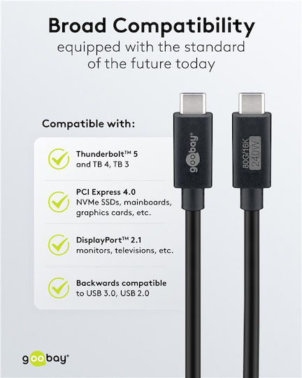 Goobay Goobay USB 3.0 Kabel USB-C männlich - USB-C / DisplayPort 240W PD Schwarz 1,2m 74376