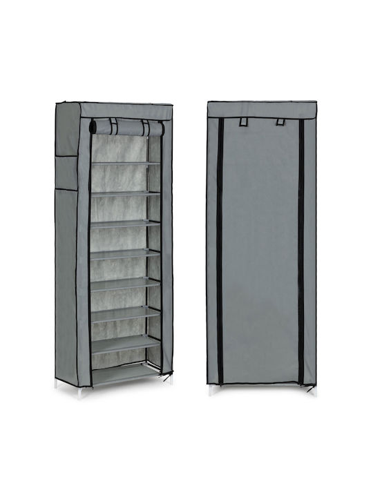 Modernhome Fabric Wardrobe with Zipper and Shelves in Gray Color 58x28x161cm