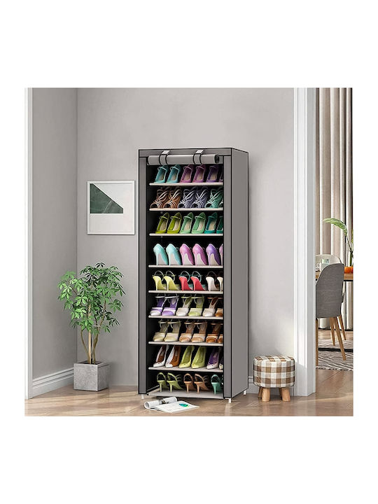 Modernhome Fabric Wardrobe with Zipper and Shelves in Gray Color 58x28x161cm